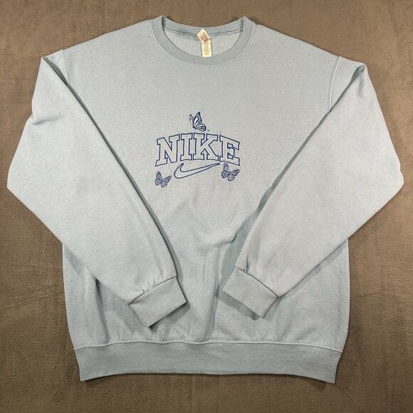 Jerzees Tops - Nike Sweatshirt Blue Women Medium Butterfly Crewneck Streetwear JERZEES Tag